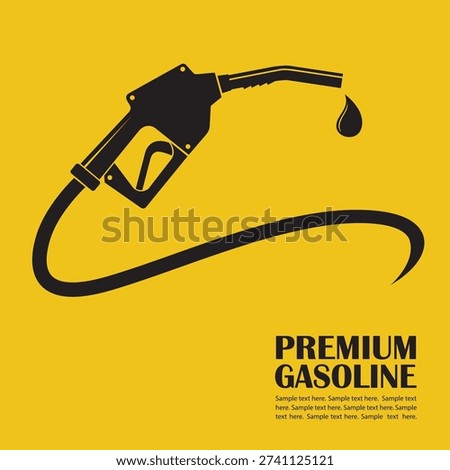 gasoline fuel pump nozzle poster isolated on yellow background