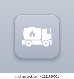 Gasoline, Fuel truck button, best vector on a gray background