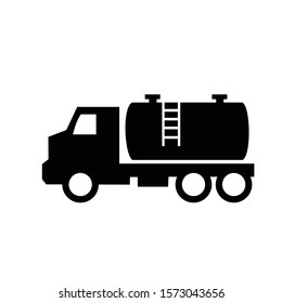 Gasoline Fuel Truck. Flat Vector Icon Illustration. 