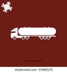 Gasoline fuel truck flat vector icon, fuel tanker icon, petrol truck icon, black oil transportation sign, oil truck icon