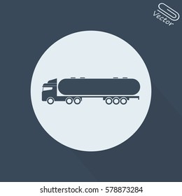 Gasoline Fuel Truck Flat Vector Icon, Fuel Tanker Icon, Petrol Truck Icon, Black Oil Transportation Sign, Oil Truck Icon