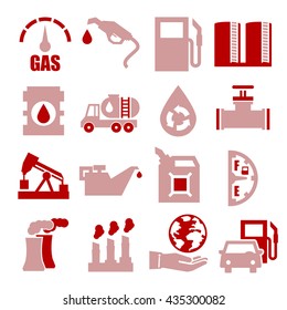 gasoline, gas, oil icon set