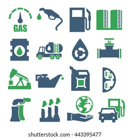gasoline, gas, oil icon set