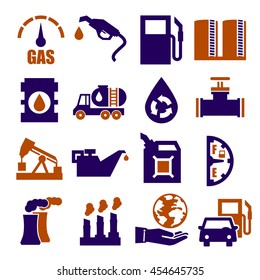 gasoline, gas, oil icon set