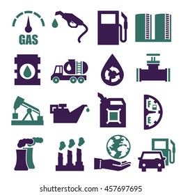 gasoline, gas, oil icon set