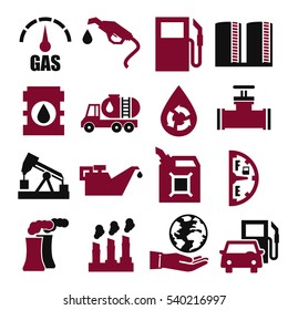 gasoline, gas, oil icon set