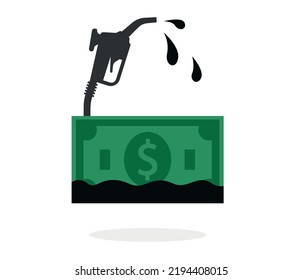 Gasoline, gas pump money concept. Fuel cost. rising oil prices. vector.
