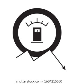 gasoline gauge with arrow down flat style vector illustration design