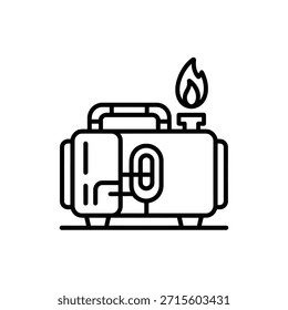 Gasoline generator icon with flame