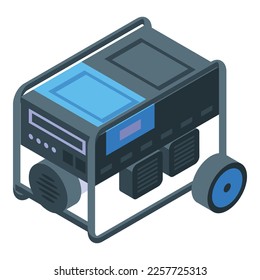 Icono del generador de gasolina vector isométrico. Energía eléctrica. Motor de gas