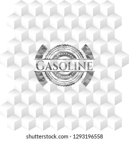 Gasoline grey emblem with geometric cube white background