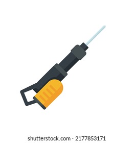 Gasoline hammer drill icon. Flat illustration of gasoline hammer drill vector icon isolated on white background