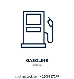 gasoline icon from camping collection. Thin linear gasoline, fuel, gas outline icon isolated on white background. Line vector gasoline sign, symbol for web and mobile