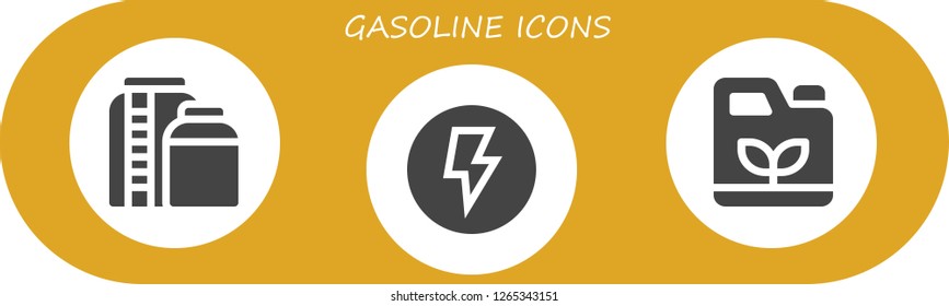  gasoline icon set. 3 filled gasoline icons. Simple modern icons about  - Tank, Electricity, Gasoline