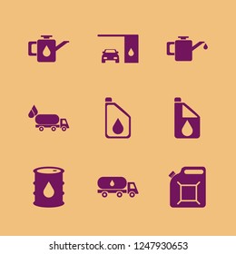 gasoline icon. gasoline vector icons set oil truck, car oil, oil barrel and changing car oil