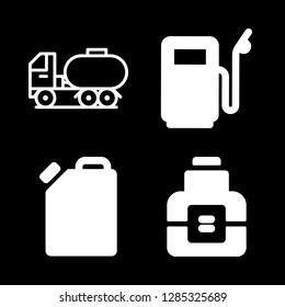 gasoline icons set with oil, gas station and tank truck vector set