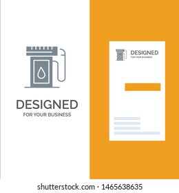 Gasoline, Industry, Oil, Drop Grey Logo Design and Business Card Template. Vector Icon Template background