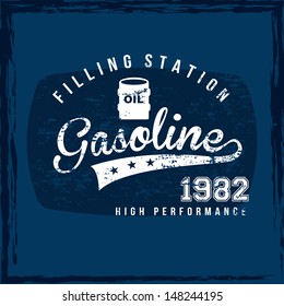 gasoline label over blue background vector illustration 