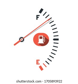 Indicador de nivel de gasolina. Símbolo indicador de combustible vectorial con icono de bomba aislado en fondo blanco.