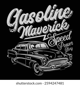 Gasoline Maverick Speed Power Glory T-shirt Design, Graphic Illustration