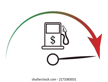 Gasoline meter icon with the fuel crisis in dollars.