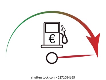Icono del metro de gasolina con la crisis del combustible en euros.