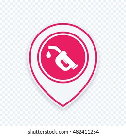 gasoline nozzle icon on map pointer, gas station symbol