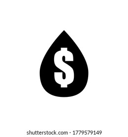 Gasoline oil drip icon vector dollar sign, finance fuel graphic flat symbol isolated illustration