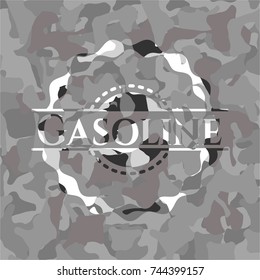 Gasoline on grey camouflaged texture