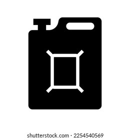 Icono de la silueta del contenedor de plástico de gasolina. Bañera de combustible. Vector.