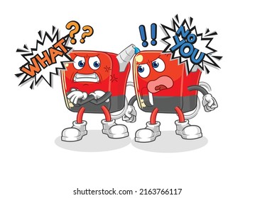 the gasoline pump arguing each other cartoon vector