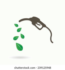 Gasoline pump with bio fuel eco background art