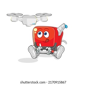 the gasoline pump with drone character. cartoon mascot vector