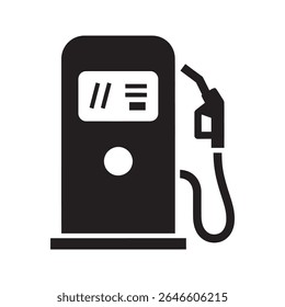 Ícone de glifo da bomba de gasolina para o reabastecimento de veículos do serviço da estação de combustível e distribuidor de gasolina máquina vetor gráfico conceito vetor ícone de glifo sólido