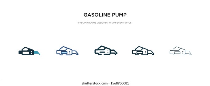 gasoline pump icon in different style vector illustration. two colored and black gasoline pump vector icons designed in filled, outline, line and stroke style can be used for web, mobile, ui
