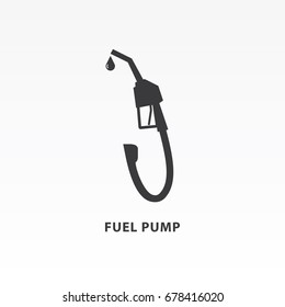 Gasoline pump icon vector illustration on light gray gradient background. Fuel pump nozzle with hose icon.