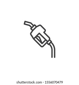Gasoline pump line icon. linear style sign for mobile concept and web design. Fuel Petrol Pump nozzle outline vector icon. Symbol, logo illustration. Vector graphics