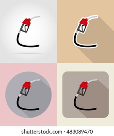 gasoline pump nozzle flat icons vector illustration isolated on background