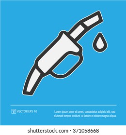 Gasoline pump nozzle icon on blue background. Gas station symbol. Vector illustration EPS 10.