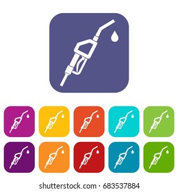 Gasoline pump nozzle icons set