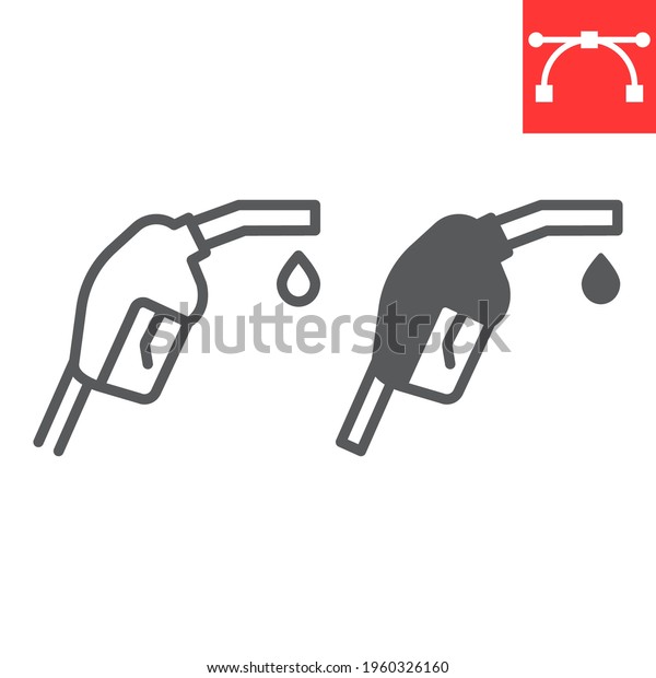 Gasoline pump nozzle line and glyph icon, diesel\
and gas station, fuel pump nozzle vector icon, vector graphics,\
editable stroke outline sign, eps\
10