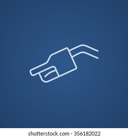 Gasoline pump nozzle line icon for web, mobile and infographics. Vector light blue icon isolated on blue background.