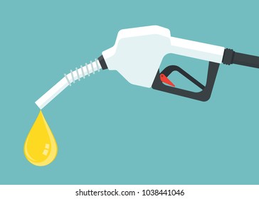 Gasoline pump nozzle with oil dripping. Vector illustration