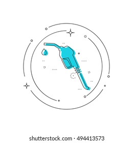 Gasoline pump nozzle sign. Fuel pump petrol station. Vector refuel service illustration.