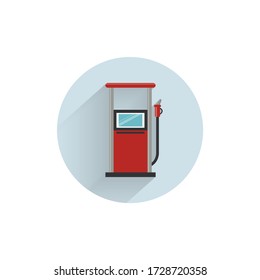 Gasoline pump nozzle sign. Gas stationcolorful flat icon with long shadow. Gasoline pump flat icon