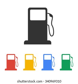 Gasoline pump nozzle sign. Gas station icon. Flat design style.