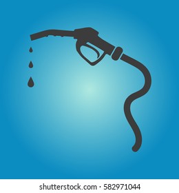 Gasoline pump nozzle sign. Gas station icon. Fuel pump petrol station. Flat vector illustration in black on white background.