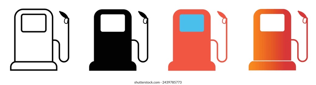 Gasoline pump nozzle sign.Gas station icon. Linear and filled icon set of vector illustration concept