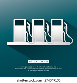 Gasoline pump nozzle sign.Gas station icon. Flat design style. Vector icon or symbol