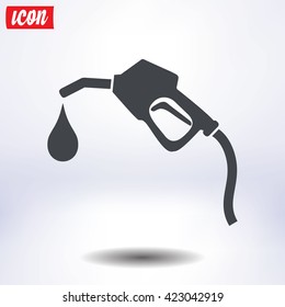 Gasoline pump nozzle sign.Gas station icon. Flat design style.